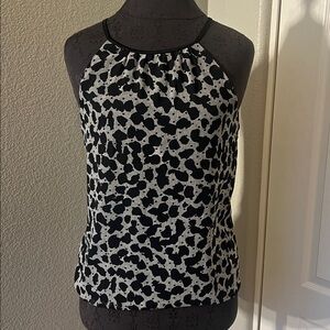 Express Black Gray Abstract Print Sleeveless Halter Top Small Patterned Tank